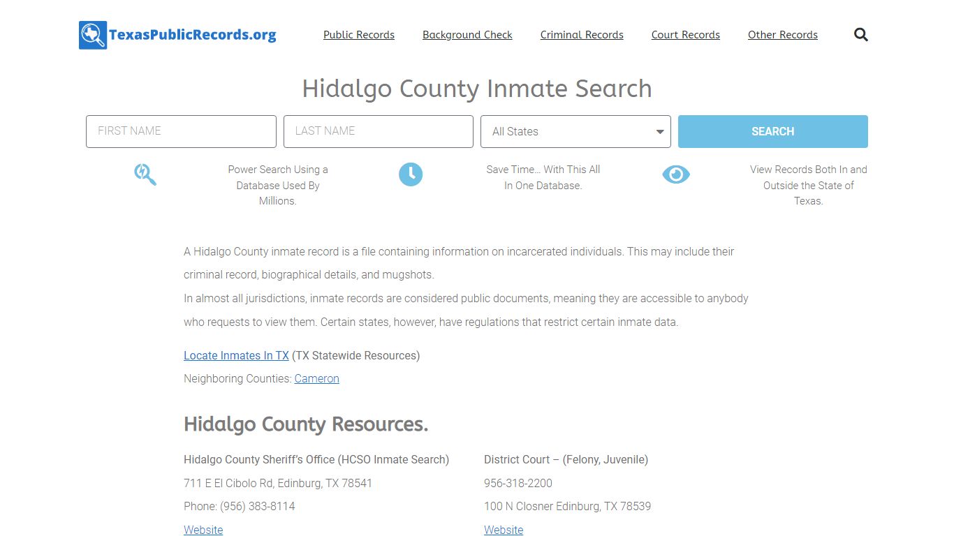 Hidalgo County Inmate Search - HCSO Current & Past Jail Records